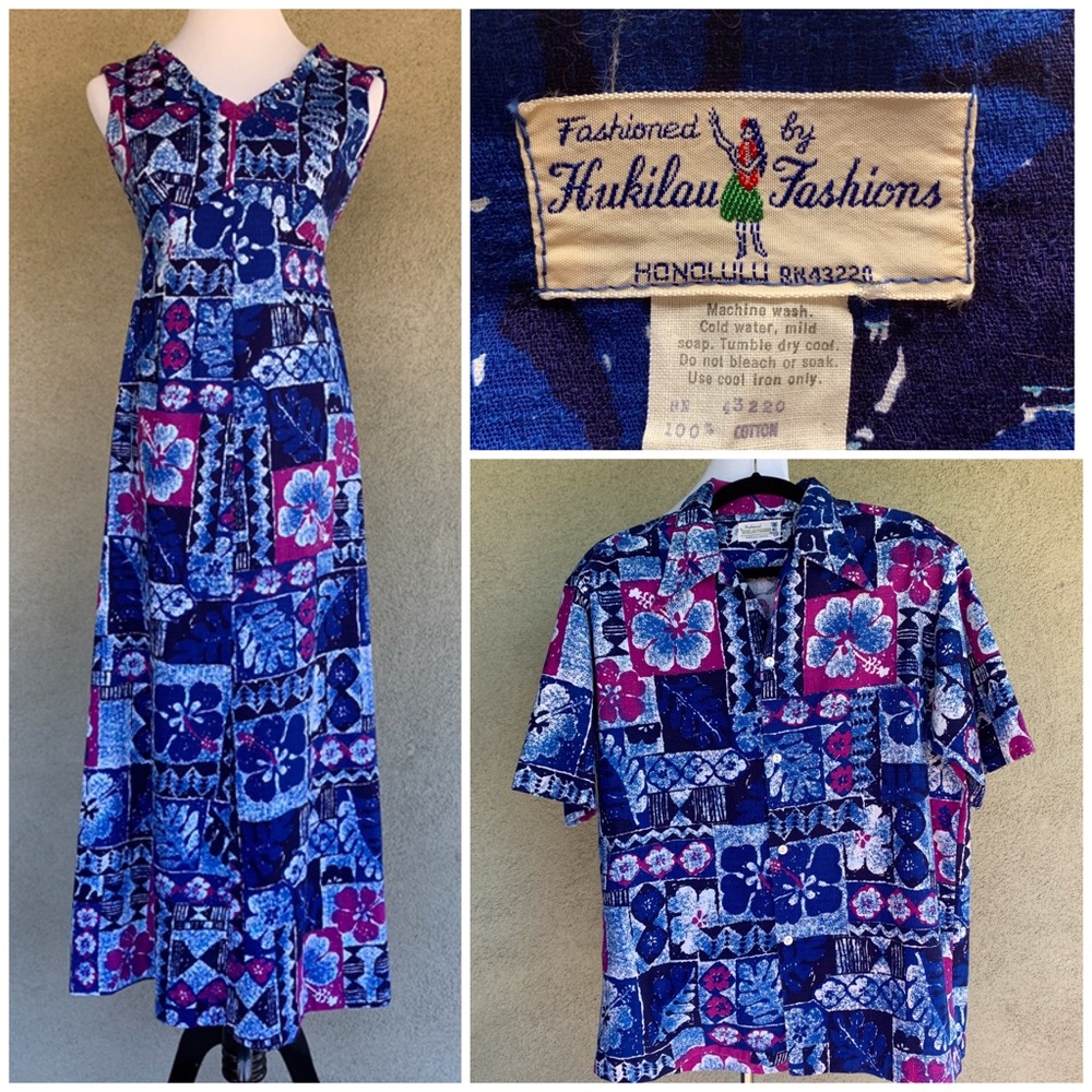 🌺 Vintage Hawaiian Wedding Honeymoon Set Dress Shirt